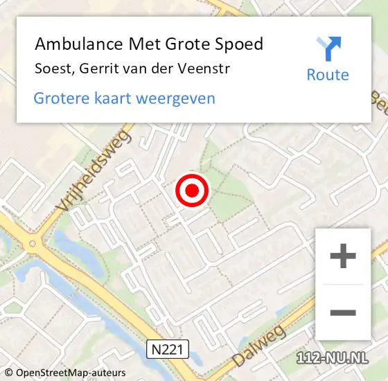 Locatie op kaart van de 112 melding: Ambulance Met Grote Spoed Naar Soest, Gerrit van der Veenstr op 31 januari 2016 09:56