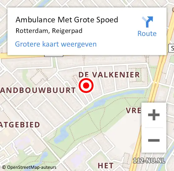Locatie op kaart van de 112 melding: Ambulance Met Grote Spoed Naar Rotterdam, Reigerpad op 31 januari 2016 14:46
