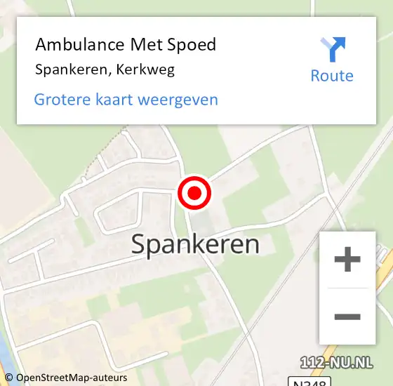Locatie op kaart van de 112 melding: Ambulance Met Spoed Naar Spankeren, Kerkweg op 5 december 2013 00:54