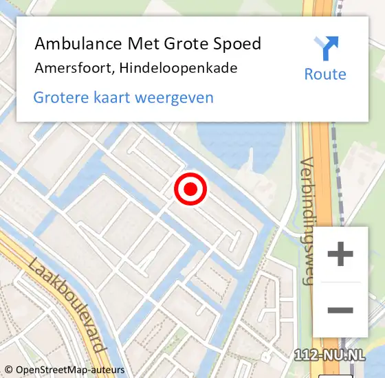 Locatie op kaart van de 112 melding: Ambulance Met Grote Spoed Naar Amersfoort, Hindeloopenkade op 1 februari 2016 02:28