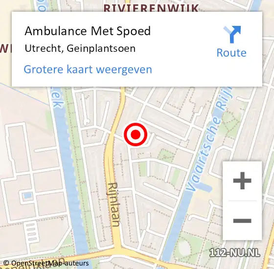 Locatie op kaart van de 112 melding: Ambulance Met Spoed Naar Utrecht, Geinplantsoen op 1 februari 2016 19:22