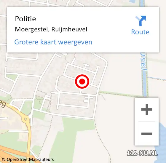 Locatie op kaart van de 112 melding: Politie Moergestel, Ruijmheuvel op 3 februari 2016 21:02