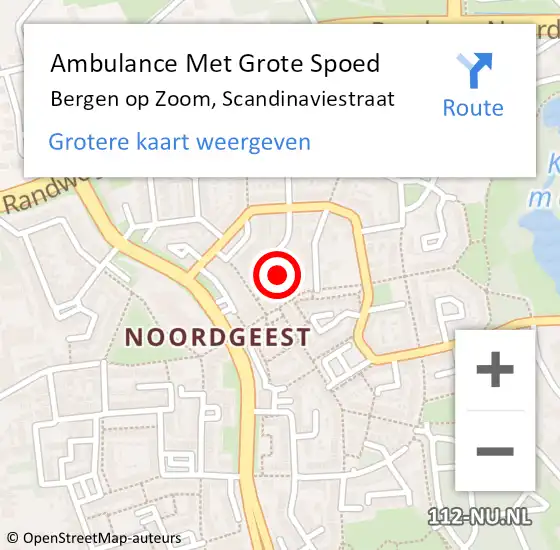 Locatie op kaart van de 112 melding: Ambulance Met Grote Spoed Naar Bergen op Zoom, Scandinaviestraat op 4 februari 2016 09:56