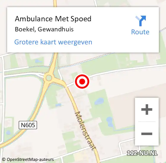 Locatie op kaart van de 112 melding: Ambulance Met Spoed Naar Boekel, Gewandhuis op 5 februari 2016 04:20