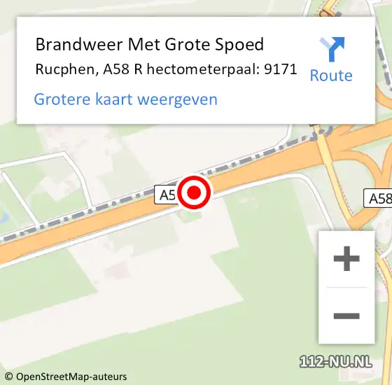 Locatie op kaart van de 112 melding: Brandweer Met Grote Spoed Naar Rucphen, A58 L hectometerpaal: 87,9 op 5 februari 2016 16:42