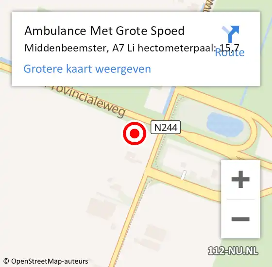 Locatie op kaart van de 112 melding: Ambulance Met Grote Spoed Naar Middenbeemster, Middenweg op 5 februari 2016 17:56