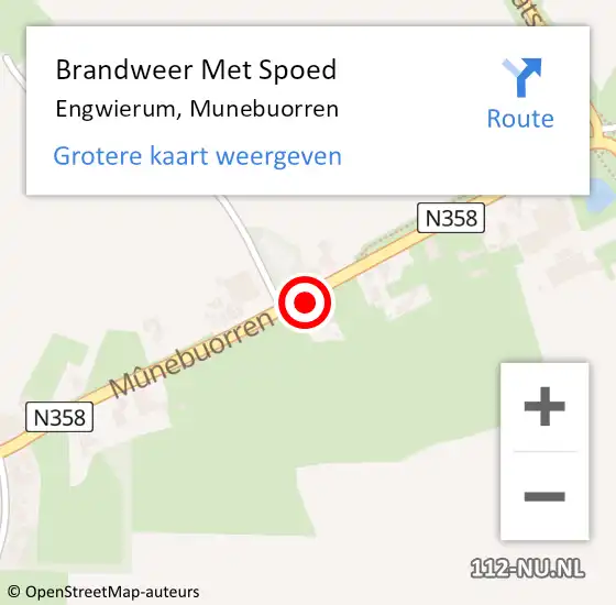 Locatie op kaart van de 112 melding: Brandweer Met Spoed Naar Engwierum, Munebuorren op 5 februari 2016 18:12