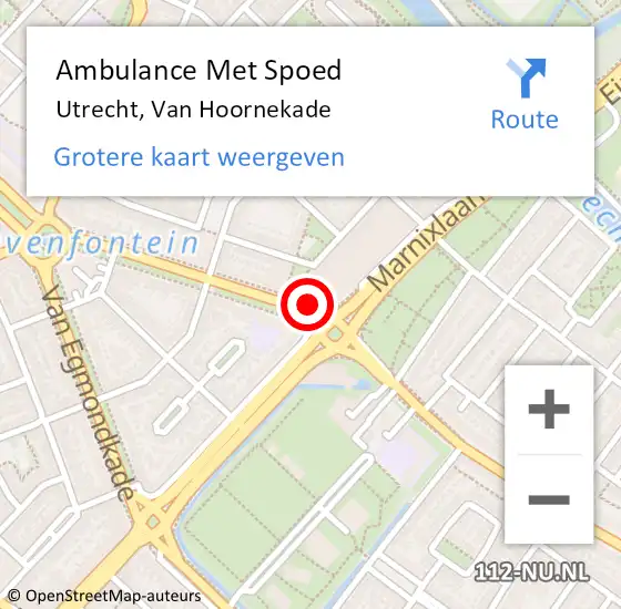 Locatie op kaart van de 112 melding: Ambulance Met Spoed Naar Utrecht, Van Hoornekade op 5 februari 2016 23:28