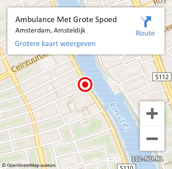 Locatie op kaart van de 112 melding: Ambulance Met Grote Spoed Naar Amsterdam, Amsteldijk op 6 februari 2016 07:25