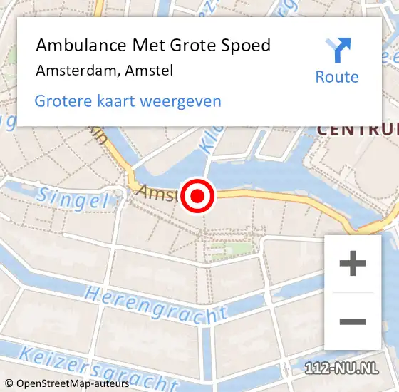 Locatie op kaart van de 112 melding: Ambulance Met Grote Spoed Naar Amsterdam, Amstel op 6 februari 2016 07:28