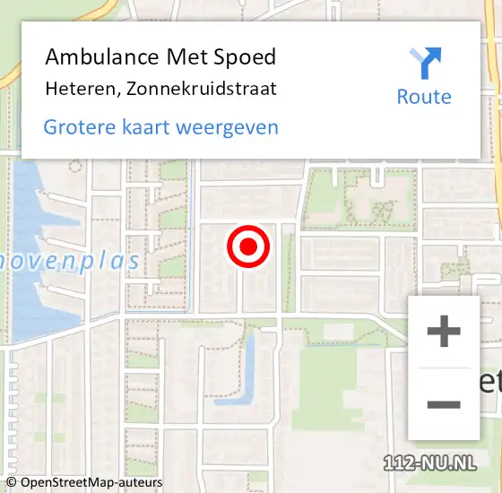 Locatie op kaart van de 112 melding: Ambulance Met Spoed Naar Heteren, Zonnekruidstraat op 6 februari 2016 10:55