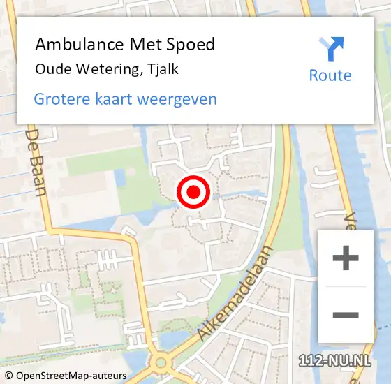 Locatie op kaart van de 112 melding: Ambulance Met Spoed Naar Oude Wetering, Tjalk op 6 februari 2016 11:00