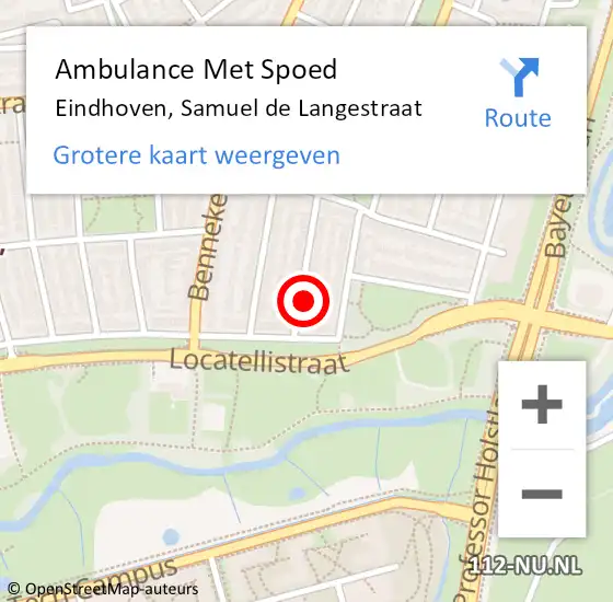 Locatie op kaart van de 112 melding: Ambulance Met Spoed Naar Eindhoven, Samuel de Langestraat op 6 februari 2016 13:00
