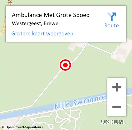 Locatie op kaart van de 112 melding: Ambulance Met Grote Spoed Naar Westergeest, Brewei op 6 februari 2016 13:48