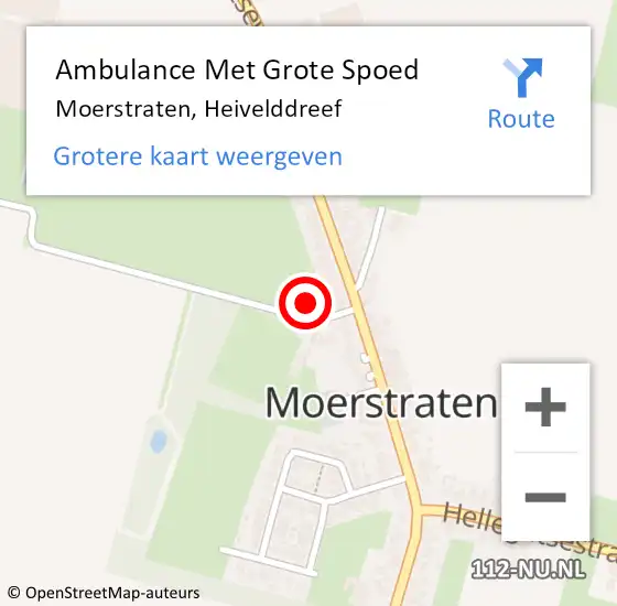 Locatie op kaart van de 112 melding: Ambulance Met Grote Spoed Naar Moerstraten, Heivelddreef op 6 februari 2016 22:25