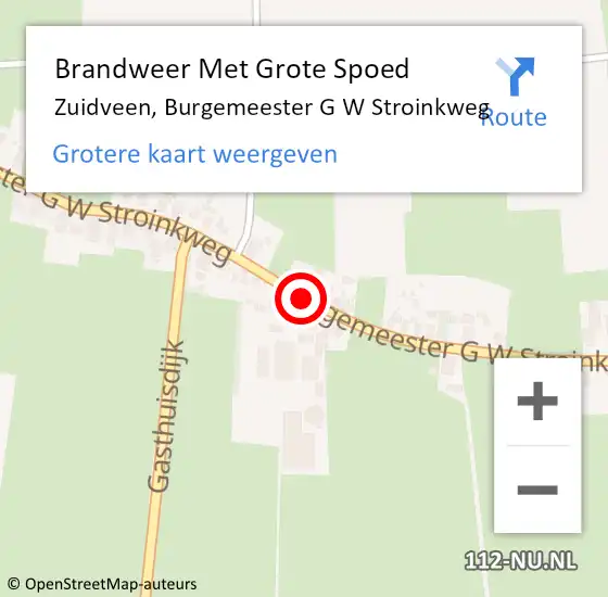 Locatie op kaart van de 112 melding: Brandweer Met Grote Spoed Naar Zuidveen, Burgemeester G W Stroinkweg op 6 februari 2016 23:24