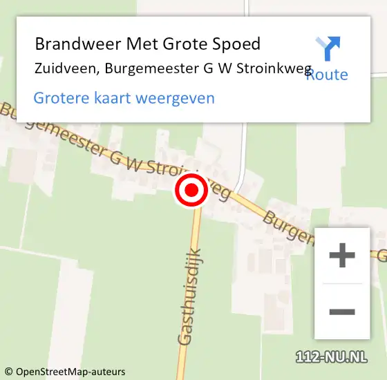Locatie op kaart van de 112 melding: Brandweer Met Grote Spoed Naar Zuidveen, Burgemeester G W Stroinkweg op 6 februari 2016 23:29