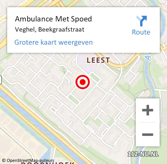 Locatie op kaart van de 112 melding: Ambulance Met Spoed Naar Veghel, Beekgraafstraat op 7 februari 2016 15:52