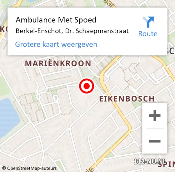 Locatie op kaart van de 112 melding: Ambulance Met Spoed Naar Berkel-Enschot, Dr. Schaepmanstraat op 7 februari 2016 16:55
