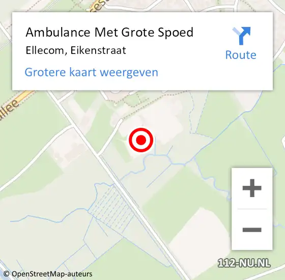 Locatie op kaart van de 112 melding: Ambulance Met Grote Spoed Naar Ellecom, Eikenstraat op 7 februari 2016 21:16