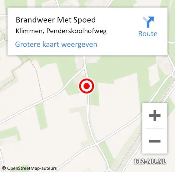 Locatie op kaart van de 112 melding: Brandweer Met Spoed Naar Klimmen, Penderskoolhofweg op 8 februari 2016 07:30