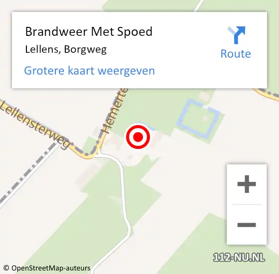 Locatie op kaart van de 112 melding: Brandweer Met Spoed Naar Lellens, Borgweg op 5 december 2013 16:09