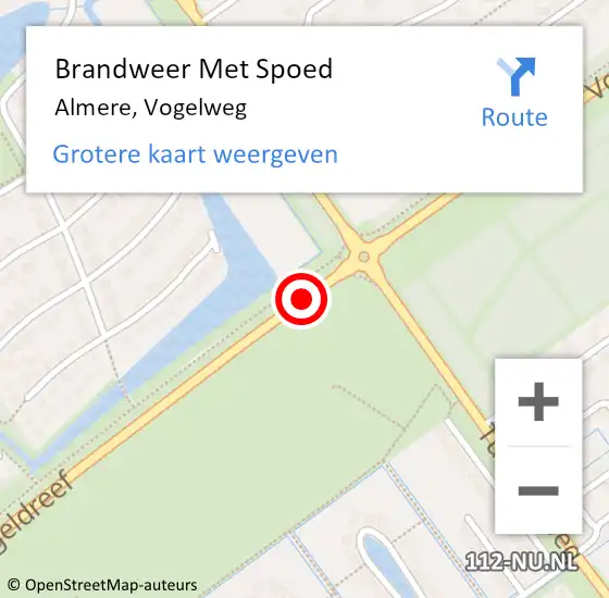 Locatie op kaart van de 112 melding: Brandweer Met Spoed Naar Almere, Vogelweg op 5 december 2013 16:12