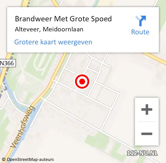 Locatie op kaart van de 112 melding: Brandweer Met Grote Spoed Naar Alteveer, Meidoornlaan op 8 februari 2016 17:26