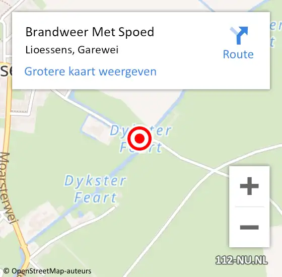 Locatie op kaart van de 112 melding: Brandweer Met Spoed Naar Lioessens, Garewei op 5 december 2013 16:40