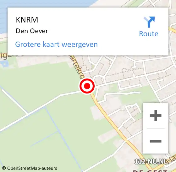 Locatie op kaart van de 112 melding: KNRM Den Oever op 8 februari 2016 21:00