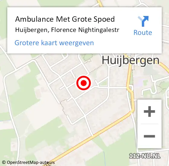 Locatie op kaart van de 112 melding: Ambulance Met Grote Spoed Naar Huijbergen, Florence Nightingalestr op 9 februari 2016 07:28