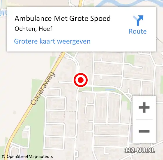 Locatie op kaart van de 112 melding: Ambulance Met Grote Spoed Naar Ochten, Hoef op 9 februari 2016 14:20