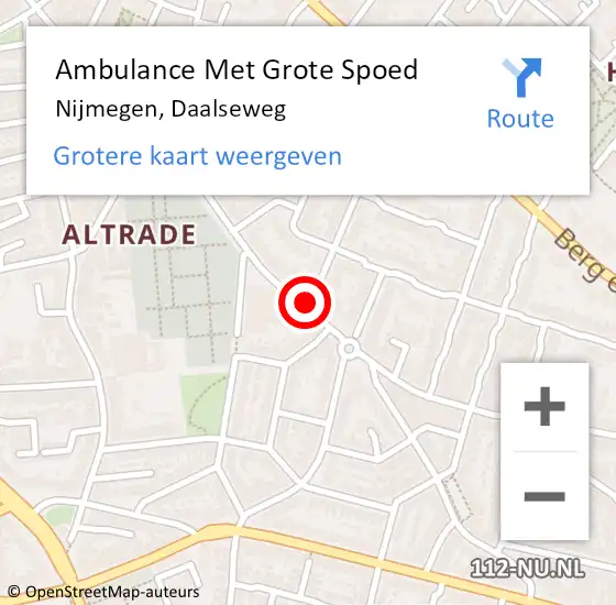 Locatie op kaart van de 112 melding: Ambulance Met Grote Spoed Naar Nijmegen, Daalseweg op 9 februari 2016 14:26