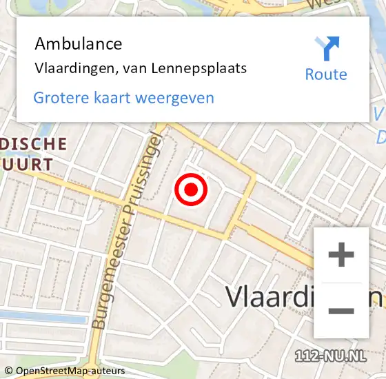 Locatie op kaart van de 112 melding: Ambulance Vlaardingen, van Lennepsplaats op 9 februari 2016 15:16