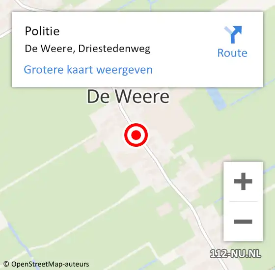 Locatie op kaart van de 112 melding: Politie De Weere, Driestedenweg op 9 februari 2016 15:22