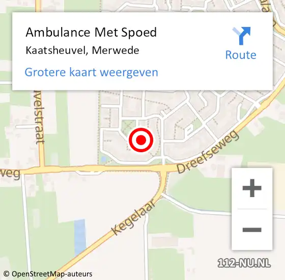 Locatie op kaart van de 112 melding: Ambulance Met Spoed Naar Kaatsheuvel, Merwede op 9 februari 2016 22:06