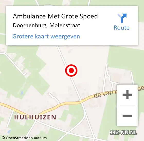 Locatie op kaart van de 112 melding: Ambulance Met Grote Spoed Naar Doornenburg, Molenstraat op 10 februari 2016 01:19