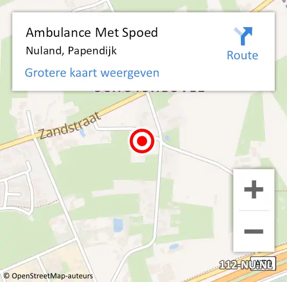 Locatie op kaart van de 112 melding: Ambulance Met Spoed Naar Nuland, Papendijk op 10 februari 2016 01:19