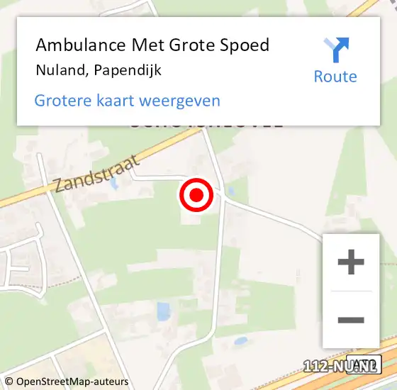 Locatie op kaart van de 112 melding: Ambulance Met Grote Spoed Naar Nuland, Papendijk op 10 februari 2016 01:22