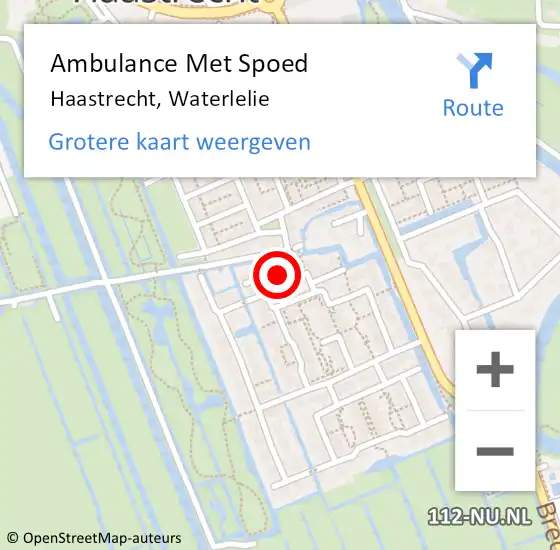 Locatie op kaart van de 112 melding: Ambulance Met Spoed Naar Haastrecht, Waterlelie op 10 februari 2016 08:46