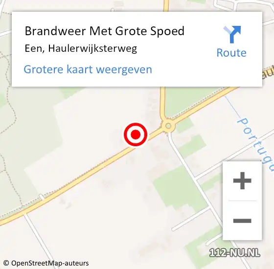 Locatie op kaart van de 112 melding: Brandweer Met Grote Spoed Naar Een, Haulerwijksterweg op 10 februari 2016 11:10