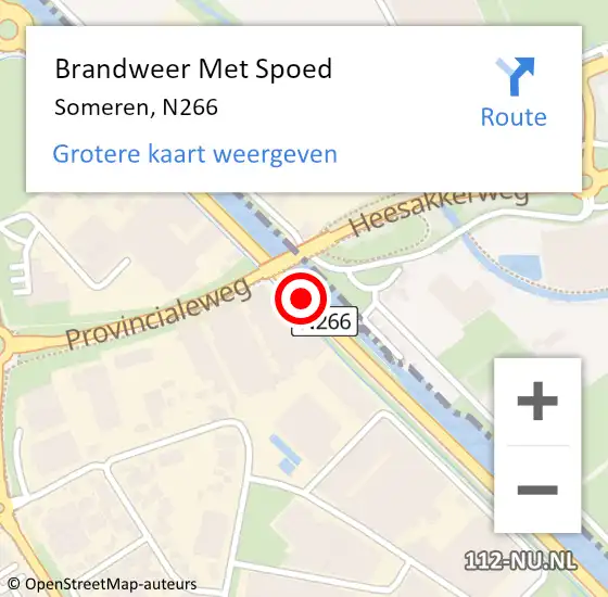 Locatie op kaart van de 112 melding: Brandweer Met Spoed Naar Someren, N266 op 5 december 2013 18:24