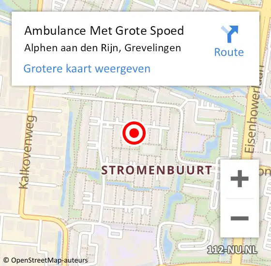 Locatie op kaart van de 112 melding: Ambulance Met Grote Spoed Naar Alphen aan den Rijn, Grevelingen op 11 februari 2016 14:49
