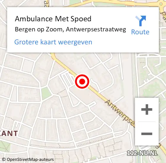 Locatie op kaart van de 112 melding: Ambulance Met Spoed Naar Bergen op Zoom, Antwerpsestraatweg op 11 februari 2016 17:54