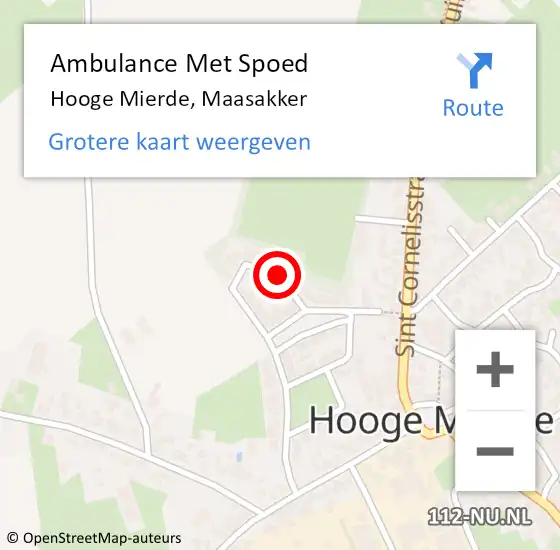 Locatie op kaart van de 112 melding: Ambulance Met Spoed Naar Hooge Mierde, Maasakker op 11 februari 2016 21:40