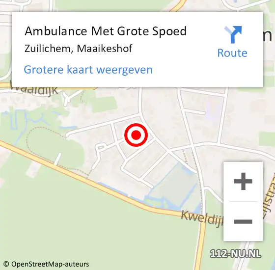 Locatie op kaart van de 112 melding: Ambulance Met Grote Spoed Naar Zuilichem, Maaikeshof op 12 februari 2016 07:51