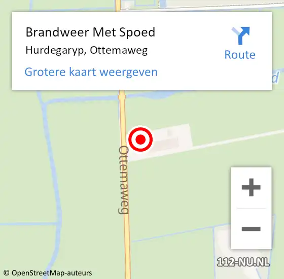 Locatie op kaart van de 112 melding: Brandweer Met Spoed Naar Hurdegaryp, Ottemaweg op 5 december 2013 19:19