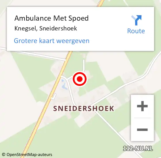 Locatie op kaart van de 112 melding: Ambulance Met Spoed Naar Knegsel, Sneidershoek op 12 februari 2016 10:43