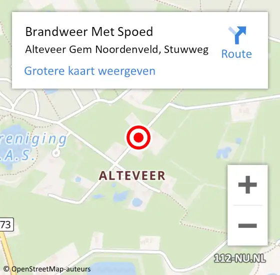Locatie op kaart van de 112 melding: Brandweer Met Spoed Naar Alteveer Gem Noordenveld, Stuwweg op 5 december 2013 19:26