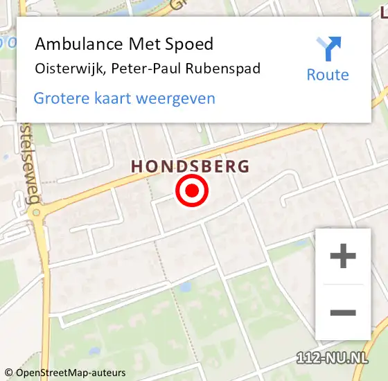 Locatie op kaart van de 112 melding: Ambulance Met Spoed Naar Oisterwijk, Peter-Paul Rubenspad op 12 februari 2016 18:43